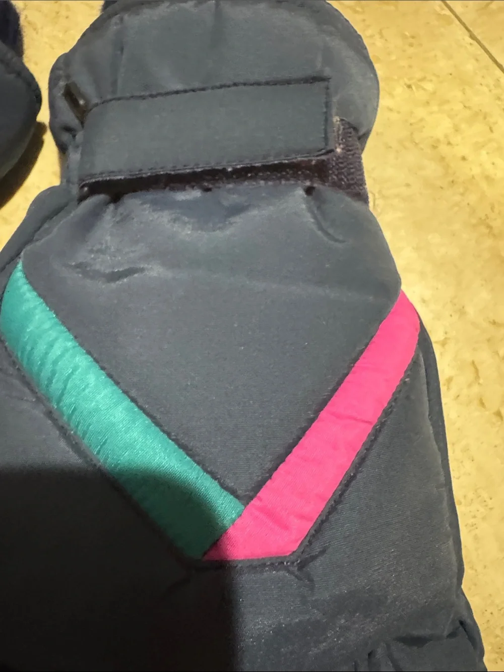 Womens Navy Winter Gloves with Pink & Teal Accents